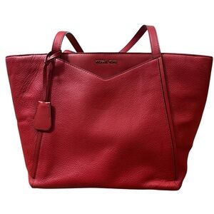 Michael Kors Red Leather Over The Shoulder Purse Women’s Purse/Bag/Whitney Tote
